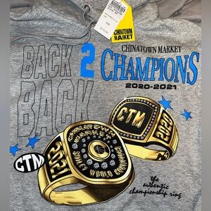 CHINATOWN MARKET Back 2 Back Hoodie - NWT (Heathered Grey—S)